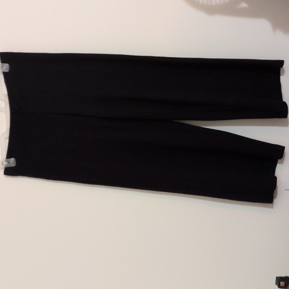 Loft Wide Leg Pants Soot Black Rayon/ Nylon Elastic Waist Size M
